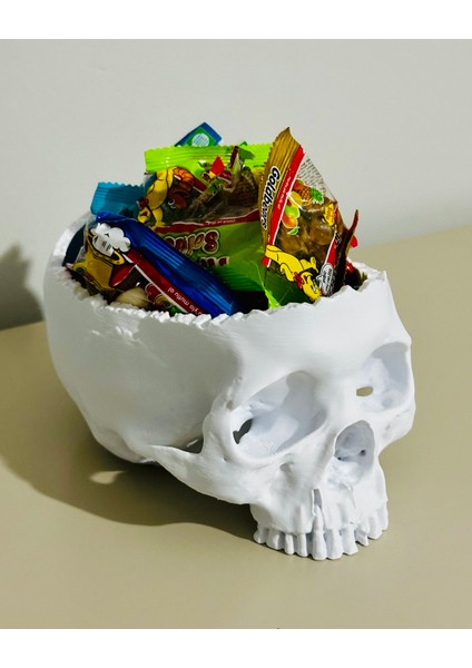 Gerçekçi 3D Baskı Kafatası-Helloween/cadılar Bayramı Konsepti-Şekerlik/saksı/masa Dekoru-Beyaz fiyatları