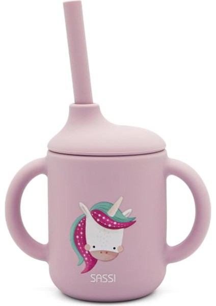 Unicorn Desenli Silikon Çocuk Pipetli Suluk 120 ml