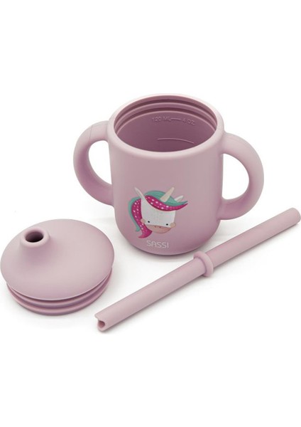 Unicorn Desenli Silikon Çocuk Pipetli Suluk 120 ml modelleri