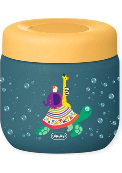 Turtle Voyage Koyu Mavi Çelik Termos Yemek Kabı