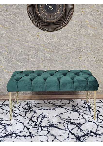Gold Tel Ayaklı 90 cm Puf Bench - Puf - Bench - Kasalı Oturak - Oturak - Yatak Ucu Puf Yeşil Renk 90 x 40 Boyut/ebat fiyatları