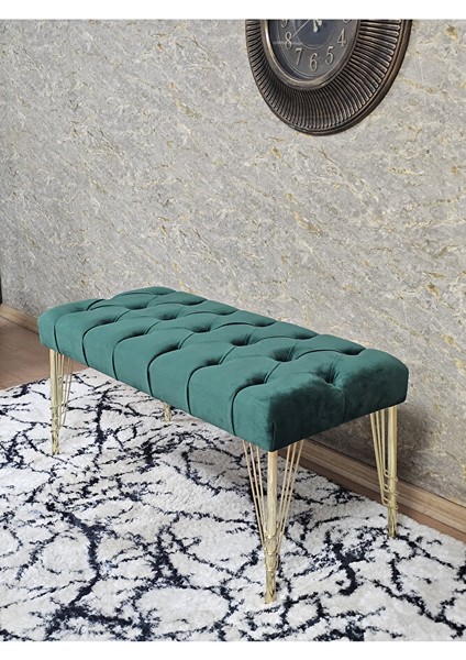 Gold Tel Ayaklı 90 cm Puf Bench - Puf - Bench - Kasalı Oturak - Oturak - Yatak Ucu Puf Yeşil Renk 90 x 40 Boyut/ebat fırsatları