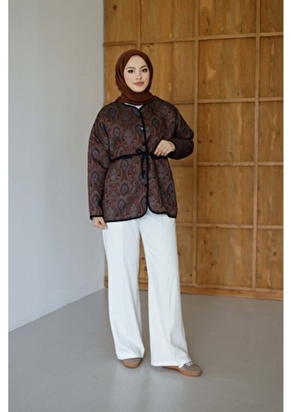 Etnik Desenli Ceket Bordo-Kahve fiyatları
