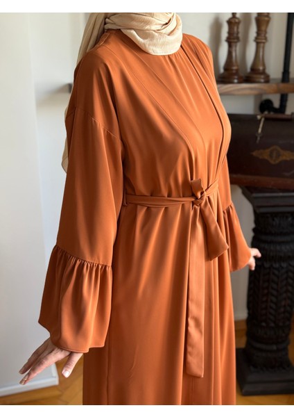 Kiremit Fırfırlı Ikili Takım Abaya Takım 5038 modelleri