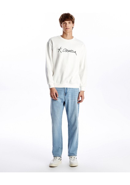 Yeni Sezon Bisiklet Yaka Uzun Kollu Atatürk Imzası Baskılı Erkek Kalın Sweatshirt modelleri