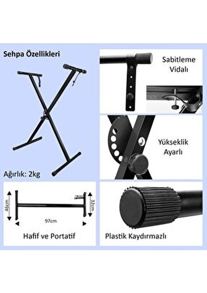 JTK-3500 61 Tuş Hassasiyetli 5 Oktav Org Seti - Siyah modelleri