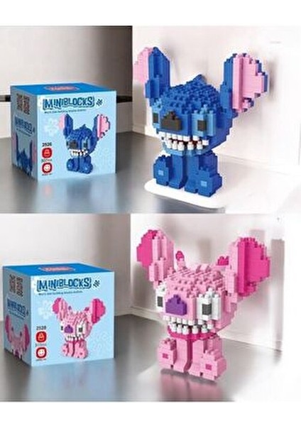 Stitch ve Angel Miniblocks 2’li Bricks Blok Seti – LEGO Uyumlu Yapım Oyuncak - Premium Seri