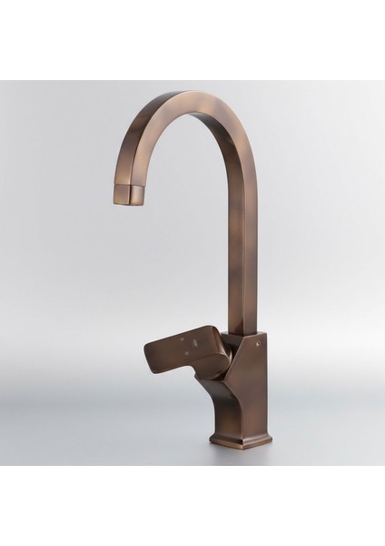 Premium Şık Bronz Özel Uzun Kuğu Evye Bataryası Yüksek Modern Tasarım Mutfak Lavabo Musluğu