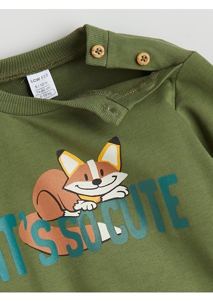 Yeni Sezon Baskılı Erkek Bebek Sweatshirt ve Eşofman Alt 2'li modelleri