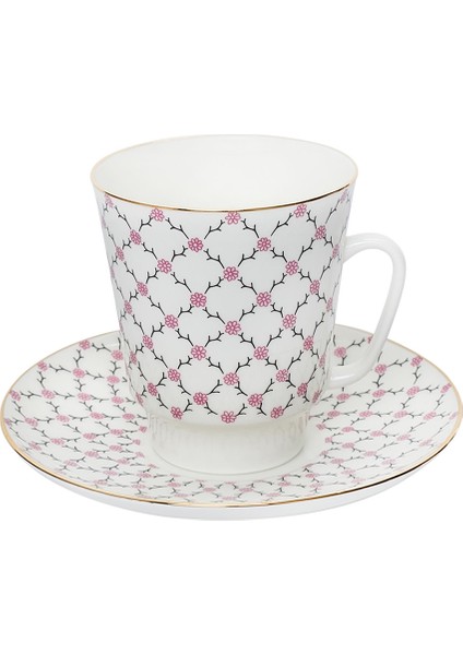 Pink Net Porselen Kahve Fincanı