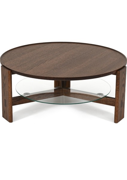 Vasso Camlı Koyu Meşe Orta Sehpa