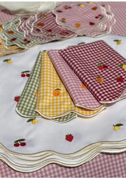 Fruit Desenli Keten 4'lü Servis Peçetesi Seti