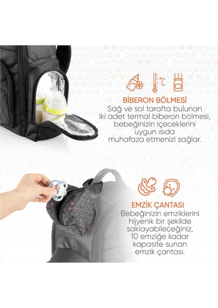 Siyah Çok Fonksiyonlu Anne Baba ve Bebek Bakım Sırt Çantası fırsatları