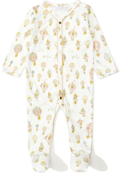 Çok Renkli Baskılı Unisex Bebek Patikli Tulum