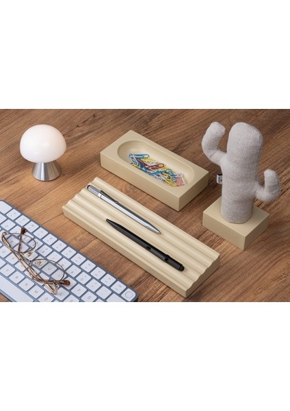 Kayigo Woody Krem Üçlü Ofis Seti - Bej Cactus modelleri