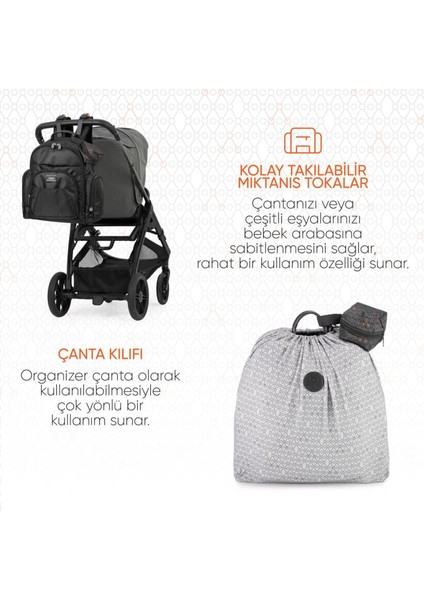 Siyah Çok Fonksiyonlu Anne Baba ve Bebek Bakım Sırt Çantası