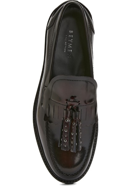 Bordo Püsküllü Kadın Deri Loafer fırsatları