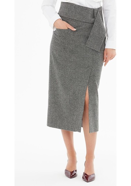 Kemer Detaylı Yırtmaçlı Kalem Etek fiyatları