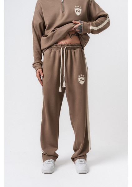 Erkek Şerit Detaylı Modal Baggy Eşofman Altı Vizon