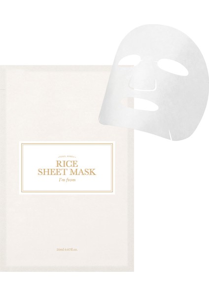 Rice Sheet Mask Leke Karşıtı ve Derinlemesine Besleyici Pirinç Özlü Maske 22 ml