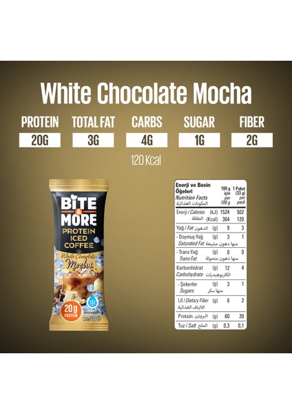 Bite & More Proteinli Soğuk Kahve White Chocolate Mocha (33G X10 Adet) fiyatları