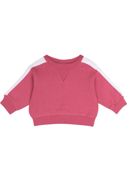 Kontrast Pembe Pamuklu Sweatshirt Pantolon Kız Bebek 2'li Set fiyatları