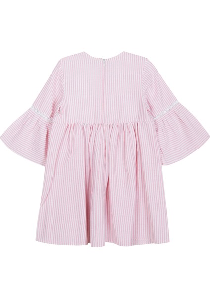 Pembe Çizgili Püskül Detaylı Kız Çocuk Elbise fiyatları