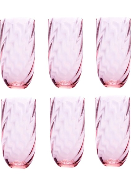 Pembe 6'lı Kristal Su ve Meşrubat Bardağı