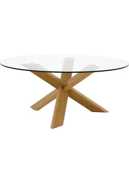 Baylor Natürel Meşe Cam Kahve Masası