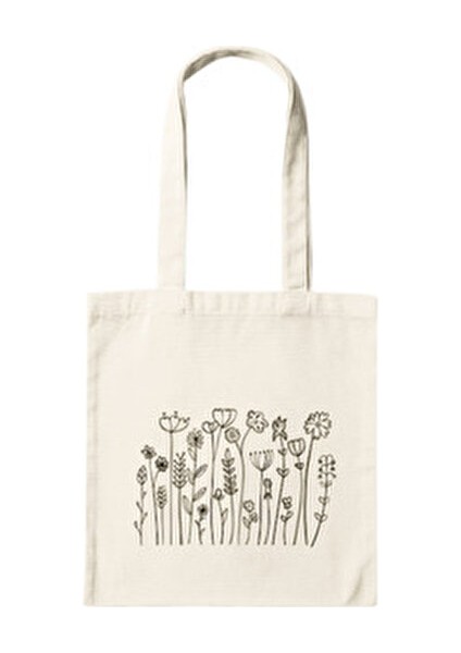 Çiçek Desenli Bez Çanta ve Kalemlik 2’li Avantaj Seti-35*40 cm modelleri