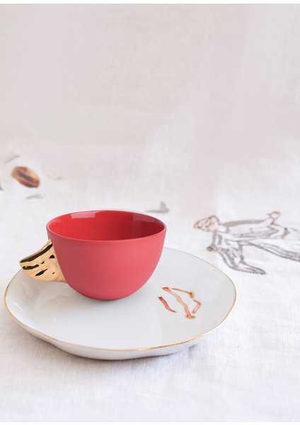 Volans Kırmızı Kiss Porselen Kahve Fincanı ve Tabağı fiyatları