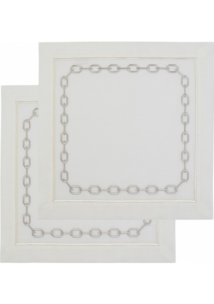 Chain Zincir Desenli Gümüş 2'li Peçete modelleri