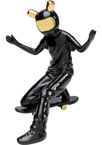 Skating Astronaut Black Seramik Dekoratif Figür