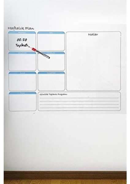 Haftalık Planlayıcı Manyetik Duvar Stickerı Takvim 56 cm x 70 cm modelleri