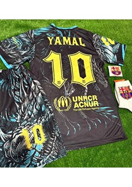 Barcelona 2026 Lamine Yamal 10 Dragon Baskılı Yeni Sezon Çocuk Forması 4’lü Set fiyatları