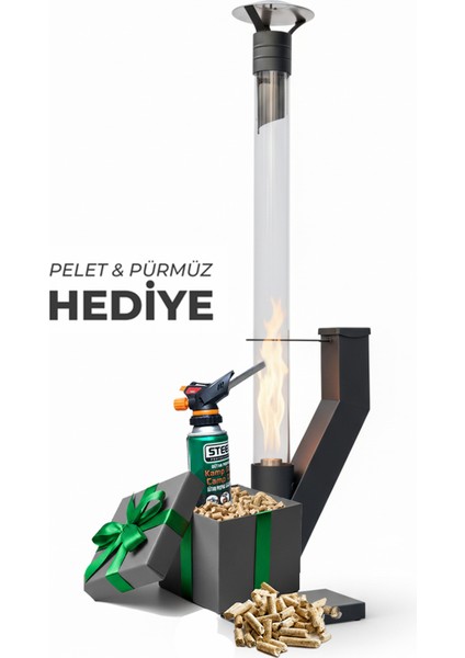 Outdoor Cam Portatif Pelet Kamp Bahçe Teras Sobası - Pürmüz&pelet Hediyeli indirimleri