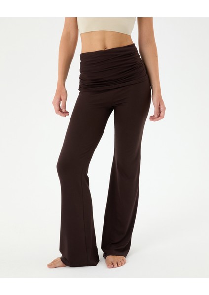 Kahverengi Katlanır Bel Lounge Pantolon