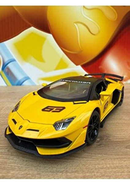 Lamborghini Aventador Svj Diecast Model Araba Sesli Işıklı Kapıları Açılır Lamborgihini Sarı Araba