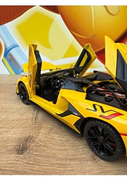 Lamborghini Aventador Svj Diecast Model Araba Sesli Işıklı Kapıları Açılır Lamborgihini Sarı Araba fırsatları