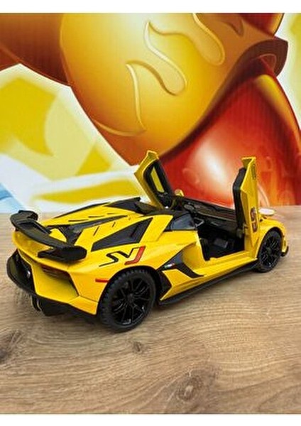 Lamborghini Aventador Svj Diecast Model Araba Sesli Işıklı Kapıları Açılır Lamborgihini Sarı Araba indirimleri