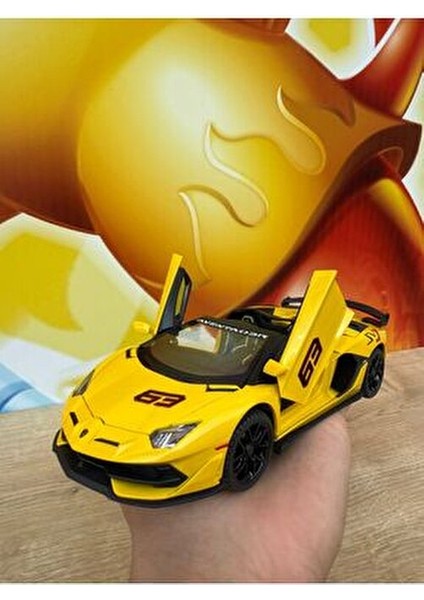 Lamborghini Aventador Svj Diecast Model Araba Sesli Işıklı Kapıları Açılır Lamborgihini Sarı Araba