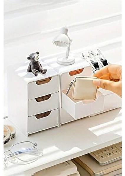 Tidy 4 Adet Mini Çekmece Organizer 3 Çekmeceli Çok Amaçlı Düzenleyici -Takı Hobi Aksesuar Organizeri