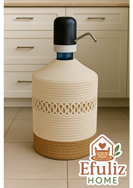 Jüt Hasır Görünümlü Damcana Kılıfı, Şık ve Doğal Su Sebili Örtüsü.