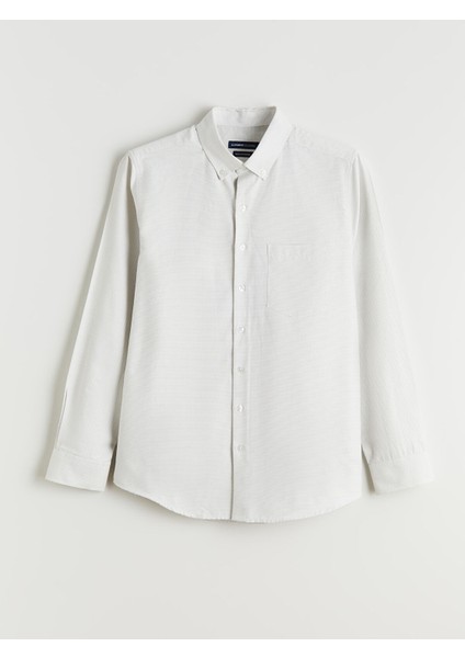 Yeni Sezon Regular Fit Uzun Kollu Armürlü Erkek Gömlek
