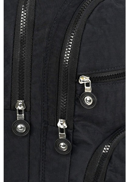 2'li Set Lüx Krinkıl Kumaş Lise ve Ortaokul Sırt Çantası + Kalemlik, Maymun Anahtarlık Hediyeli