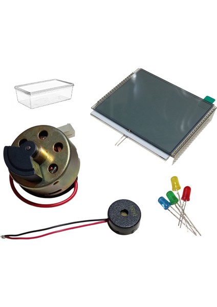 Elektrik Üreten Dinamo Motor (Parmak ile Çevrilebilen) Led, Panel ve Buzzer Çalıştıran Hobi Deney Seti