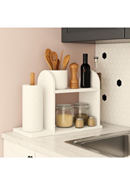 Kağıt Havluluklu Mutfak Rafı – Tezgah Üstü Düzenleyici ve Peçetelik modelleri