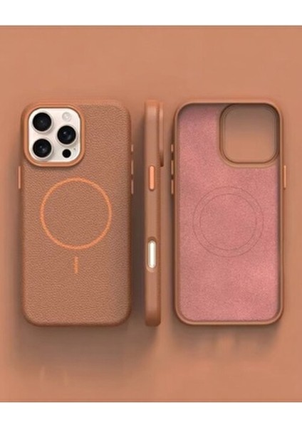 Iphone Uyumlu Deri Alcantara Magsafe Destekli Kılıf