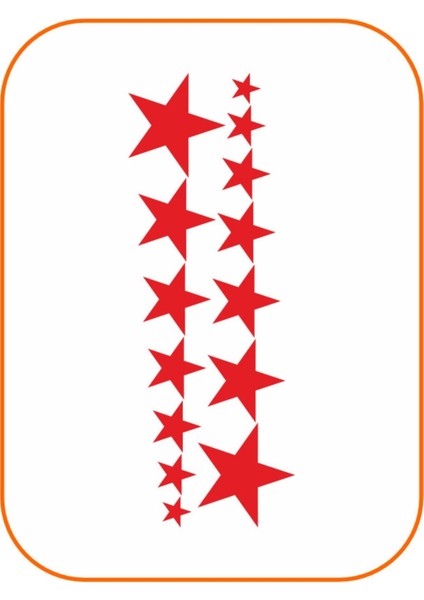 14'lü Sıralı Yıldız Oto Sticker 25X10 cm Kırmızı