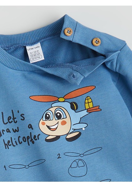 Yeni Sezon Baskılı Erkek Bebek Sweatshirt ve Eşofman Alt 2'li modelleri